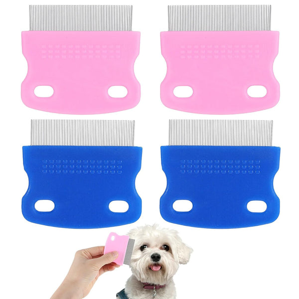 Ymapinc Flea Comb for Dogs Tear Stain Remover, 4 Pack Pet Combs, Grooming