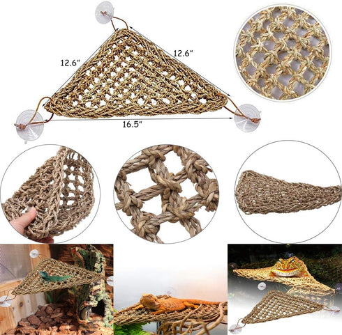 Hamiledyi Bearded Dragon Tank Accessories, Adjustable Leash, Lizard Hammock, Flexible Reptile Habitat Decor