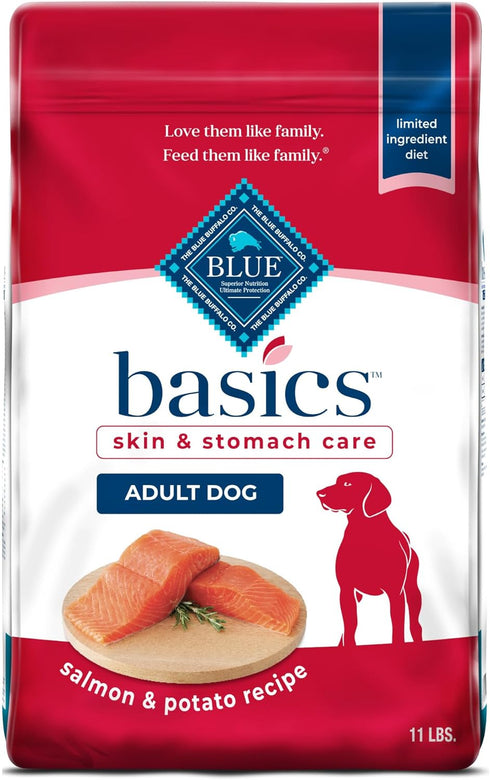 Blue Buffalo Basics Adult Dry Dog Food - Salmon & Potato Recipe, Limited Ingredient Diet, 11-lb Bag, Made in the USA