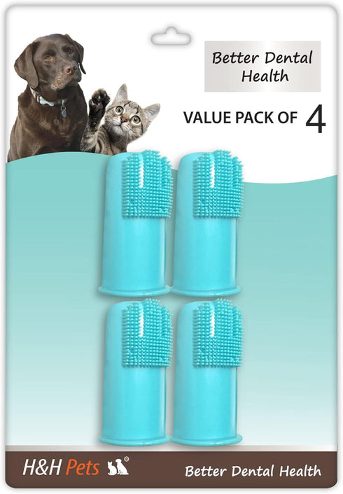 Professional Dog Finger Toothbrush by H&H Pets, Pack of 4
