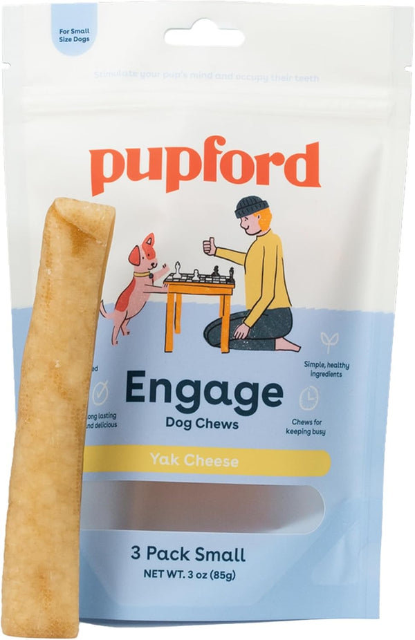 Pupford Yak Cheese Chews for Dogs & Teething Puppies, Natural Long-Lasting Himalayan Dental Treats, 3 Pack Small