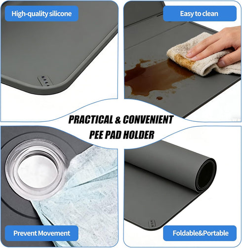 Risirica Holder,25"x35" 4 Pee Pad Holder for Dogs,Silicone Dog Puppy Pad Non-Slip Silicone Puppy Pad Holder with Tower