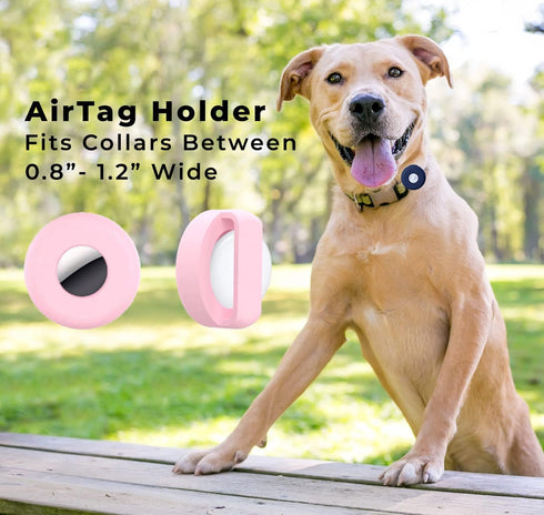 Airtag Dog Collar Holder (2-Pack) - Easy to Clean Silicone, Anti-Lost GPS Case for Dog Cat Collars, Backpacks, Purses