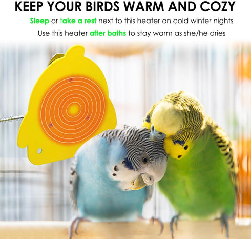 Bird Cage Heater for Cockatiels, Parrots, Conures, 12V Birdcage Warmer Heating Plate, 18W Snuggle Up Bird Warmer