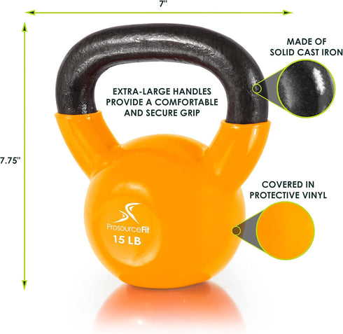 ProsourceFit Vinyl Coated Cast Iron Kettlebells for Full Body Fitness Workouts