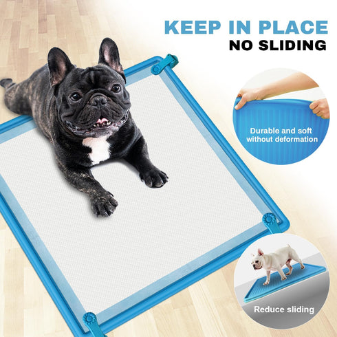 24" 24" Pee Pad Holder, Puppy Pad Holder, x Heavy Silicone Pee Tray Mat for Dogs with Clips, Reusable, High Edge