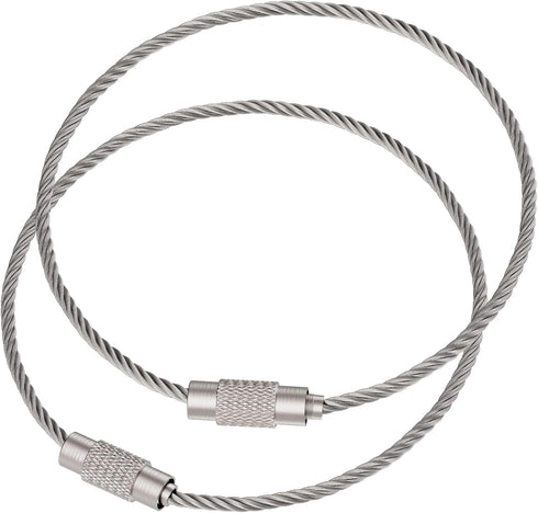 Pawfly 5 Inch/10 Inch Wire Keychain Cable, Large Stainless Steel Key Ring Loop Holder, 20/50/100 Pack