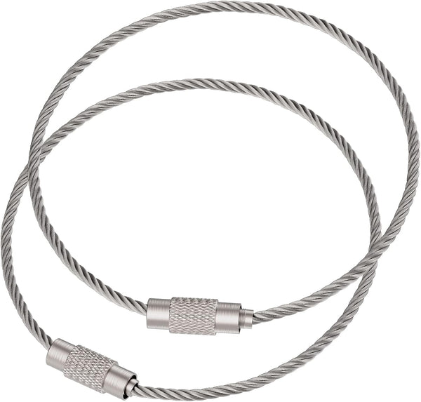Pawfly 5 Inch/10 Inch Wire Keychain Cable, Large Stainless Steel Key Ring Loop Holder, 20/50/100 Pack
