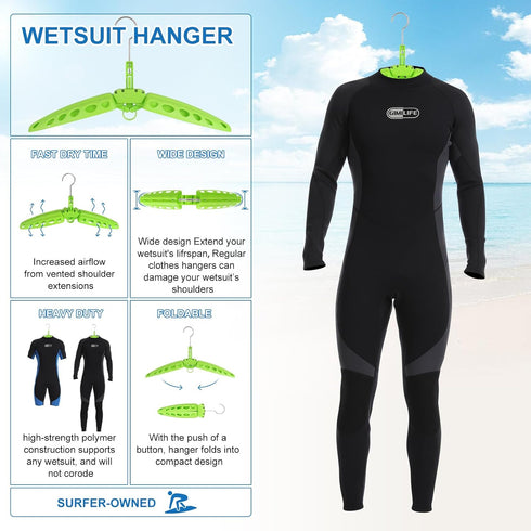 Gimilife Wetsuit Hanger for Surfing & Scuba Diving Accessory, Quick Dry Foldable & Vented Dryer (1 PCS)