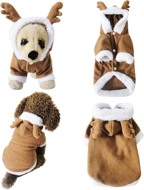 Yoption Christmas Reindeer Dog Costume, Winter Funny Pet Hoodies for Small Dogs (XL)