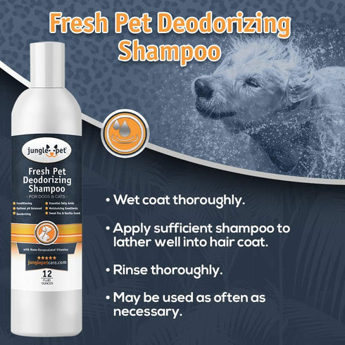 Jungle Pet Deodorizing Dog Shampoo for Smelly Dogs, Grooming & Cleansing Shampoo, Sweet Pea Vanilla Scent, 16 oz