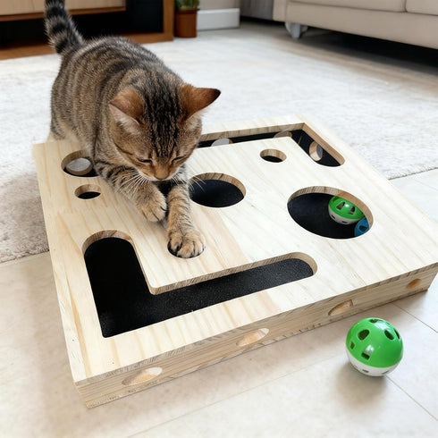 Generic Cat Scratch Puzzle Enrichment Box with Sandpaper - Cat Nail File Enrichment Box for Indoor Cats, Stress-Free