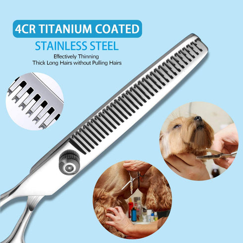 Maxshop Dog Grooming Scissors Kit, Heavy Duty Titanium Stainless Steel with Comb, Straight & Curved Scissors