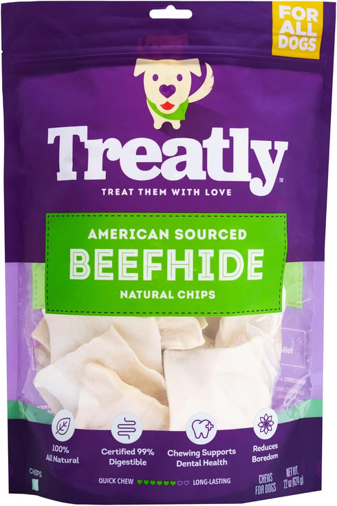 American Sourced Beefhide Chips, Dog Chew Treats, 22oz