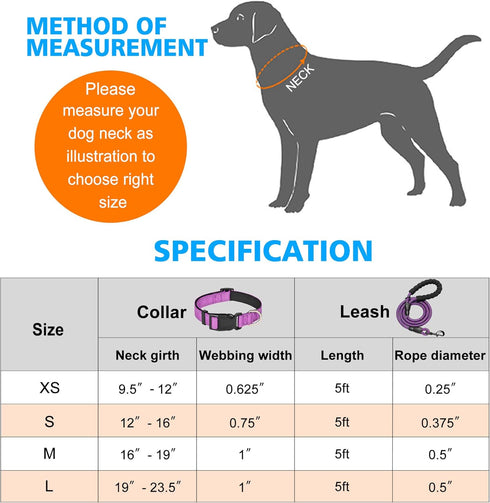 Reflective Dog Collar Padded with Soft Neoprene, Breathable Adjustable Nylon Collars for Small Medium Large Dogs