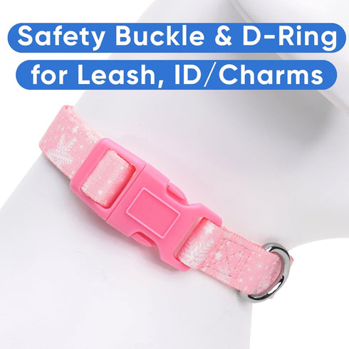 Pawtitas Soft Adjustable Puppy Collar, Personalized Customizable Dog Collar with Embroidered Name, Medium Pink