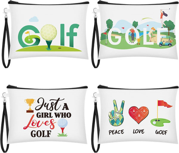 Kacctyen 4 Pieces Golf Gifts - Lady Golf Cosmetic Bags, Inspirational Pouch Zipper Wallet for Women Golf Lover
