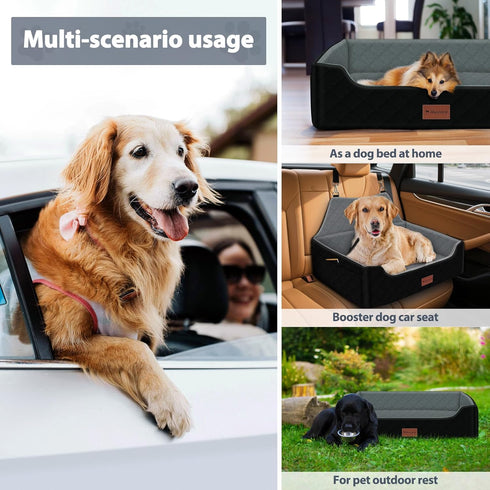 55lbs, 2 Dog Car Seat for Medium Large Dogs Under Detachable and Washable Dog Booster Seats with Thick Cushion, Pet