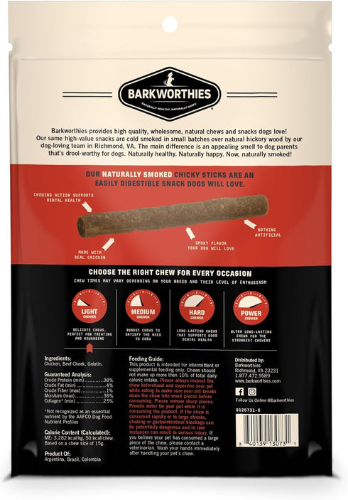 Barkworthies USA Hickory Smoked Beef Stick Dog Treats 15-Pack - Amazing Aroma, Great Taste - All Natural Smoked Crunchy Dog Treats - Puppy & Dog Training Treats