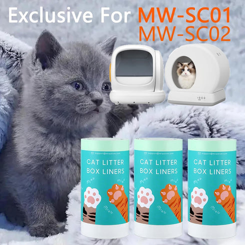 KropBom 180 Count MW-SC01/SC02/SC09/LR01/LR02, Drawstring-18" 12.6" Self-Cleaning Cat Litter Box Liners Bags Fit