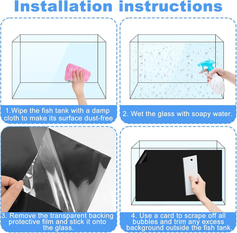 Rainmae 15.7" x 39.3" Aquarium Background, Premium Static Cling Black Fish Tank Wallpaper