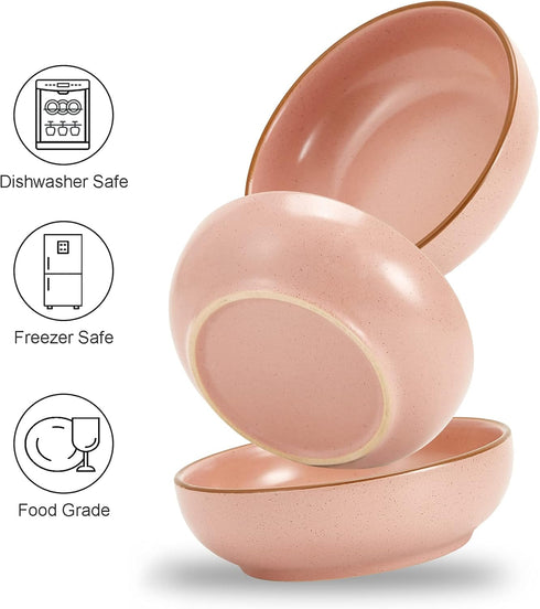 Ceramic Cat Bowls, Howise Pet Dishes for Food and Water, 5.19 in Cat Food Bowl 3 Pack, Matte Pink Finish
