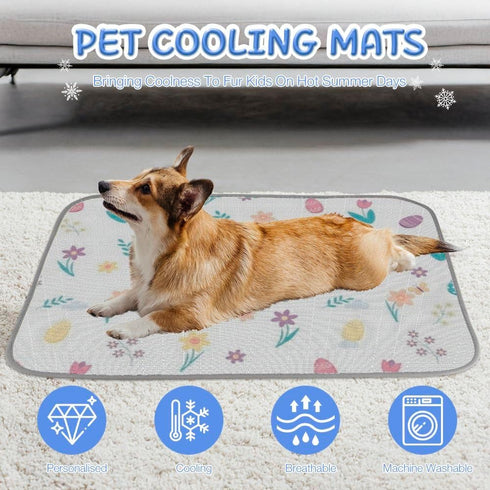 imiBBWQu Summer 27" 22" Dog Cooling Mat Easter Pattern Stadium Cooling Mat Washable Pet Stroller Pad Dog Bed Color