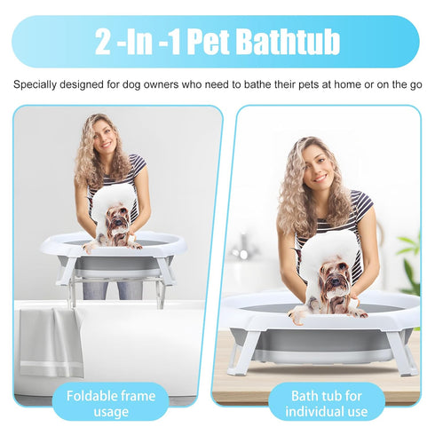 SamFansar 2 1 in Dog Bathtub Dog Washing Station for Bathing and Grooming | Foldable Shower Bath Tub | Collapsible