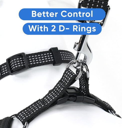 Pawtitas Dog Harness - Medium Size, Black, Adjustable, Reflective Vest for Senior Dogs and Puppies