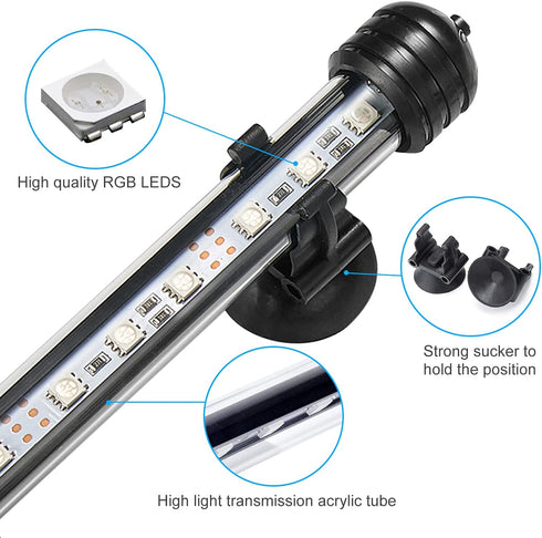 GreenSun Fish Tank Aquarium Light, Submersible LED Lamp, 15 Inch Waterproof Strip with APP Control