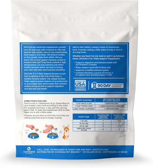 Dinovite Puppy Probiotic – 90-Day Supply for Puppies, Supports Digestive & Gut Health, Promotes Healthy Skin & Coat
