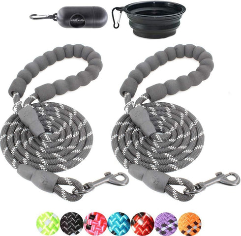 BAAPET 2 Packs 5/6 FT Dog Leash with Comfortable Padded Handle and Reflective Threads for Small Medium Large Dogs