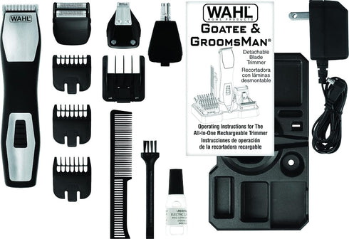 9855-300 Wahl Groomsman Pro All-in-one Rechargeable Grooming Kit, Black/Silver