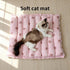 11 Inch Cat Tunnel Toy with Winter Warm Cat Bed Mat, Reversible Plush & Fleece, Collapsible Pet Play Mat for Indoor