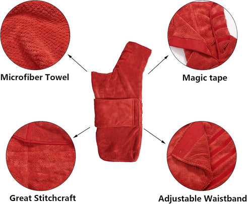 Geyecete Dog Bathrobe Towel Dog Drying Coat-Dry Fast Dog Bag-Pineapple grid Fast Drying Super Absorbent Pet Dog Cat Bath Robe Towel-Red-L