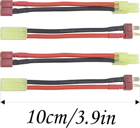 Vgoohobby 3.93" Adapter for Airsoft, 2Pairs Compatible with Mini Tamiya Connector to Deans T Plug Male Female