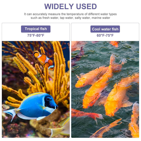 32-140F, Aquarium Thermometer, Digital LED Fish Tank Thermometer with Touch Buttons, High Accuracy Stick-on