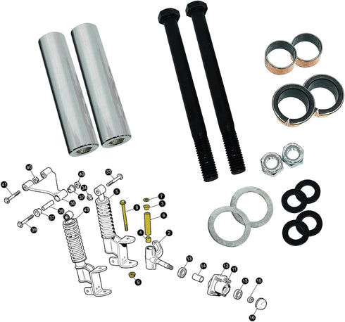 XUANYUDG0769 Golf Cart Spindle Bushing King Pin Tube Claw, Copper Sleeve and Washers Assembly Repair Kit