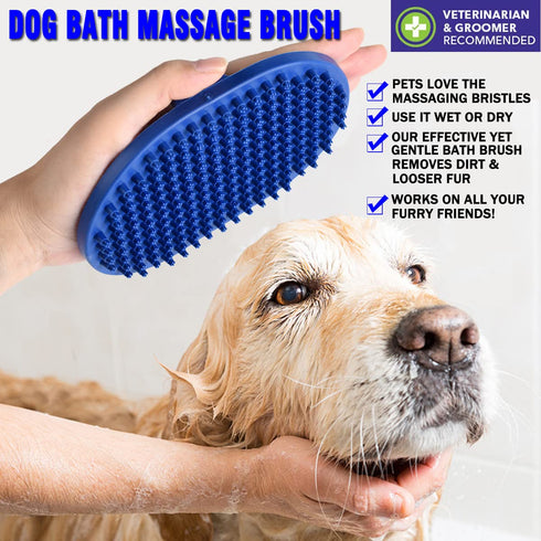 2 Pcs Dog Bath Brush, Rubber Grooming Brush for Short & Long Haired Dogs and Cats, Dog Shampoo Shower
