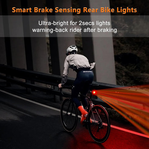 300 220Adjustable 1000M IP65 NineLeaf Smart Brake Sensing Rear Bike Lights, Bicycle Tail Light, Bike Lights for Night