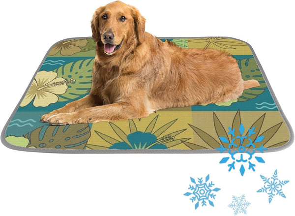 Generic Cooling Pad for Dog Cat Ice Silk Ice Mat for Dogs Hibiscus