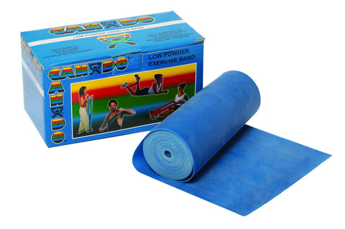 Low Powder Exercise Band Roll, Cando 1210689, 6 yd Length, Blue-Heavy