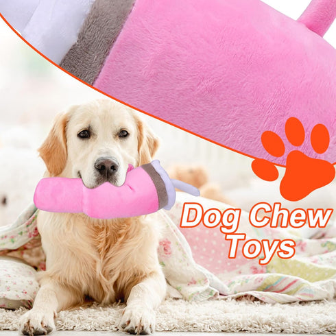 BABORUI Soft Tumbler Squeaky Dog Toy, Funny Design for Small/Medium/Large Dogs, Pink
