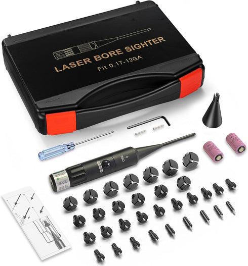 UUQ Professional Laser Bore Sight Kit Green Laser with 32 Adapters for 0.17 to 12GA
