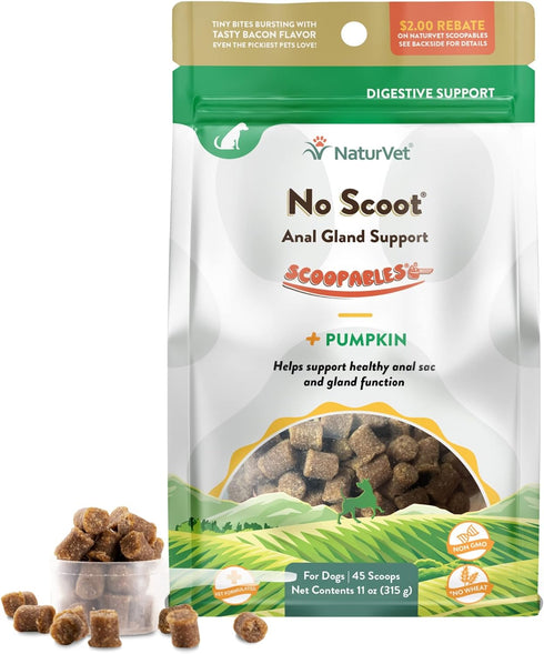 NaturVet Scoopables No Scoot for Dogs, Anal Gland Support Chewable Supplement, 11oz Bag
