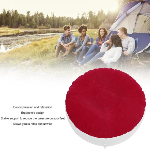 Portable Inflatable Ottoman Stool for Outdoor Relaxation (Red)