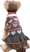 Jecikelon Pet Dog Long Sweaters Dress, Knitwear Turtleneck Pullover for Winter, Grey Heart, Small