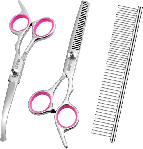 GEMEK Dog Grooming Scissors with Safety Round Tips Stainless Steel Professional Dog