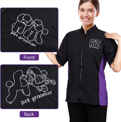 Noverlife Pet Grooming Workwear - M Size Anti-Static Lightweight Hair Repellent Shirt for Grooming