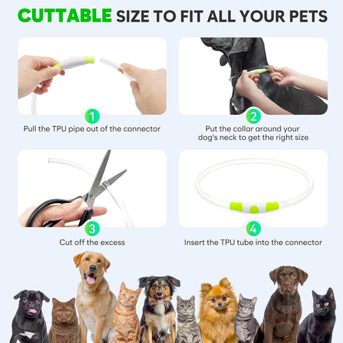 Led Dog Collar - Waterproof Lighted Pet Collar, Rechargeable for Night Walking, TPU Cuttable for Small, Medium, Large